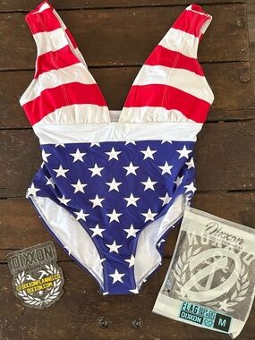 DIXXON Red White and Blue Star Flag One-Piece Swimsuit